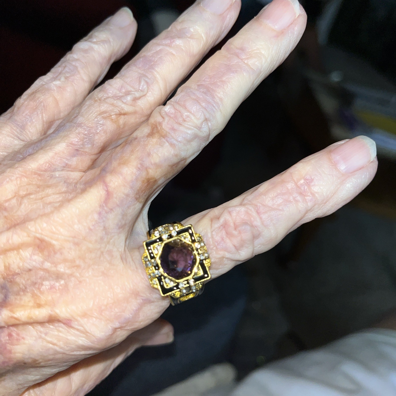 Ring Sz 8.2. G Plated Elaborate Intricate Ring