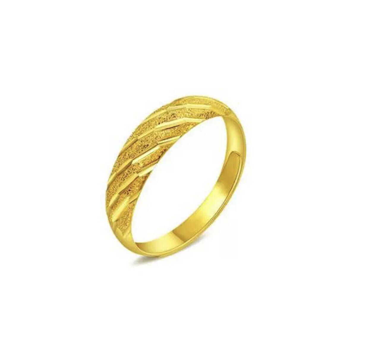 Simple Pattern Striped 24ct Gold Plated Unisex Size Adjustable Wedding Band Ring