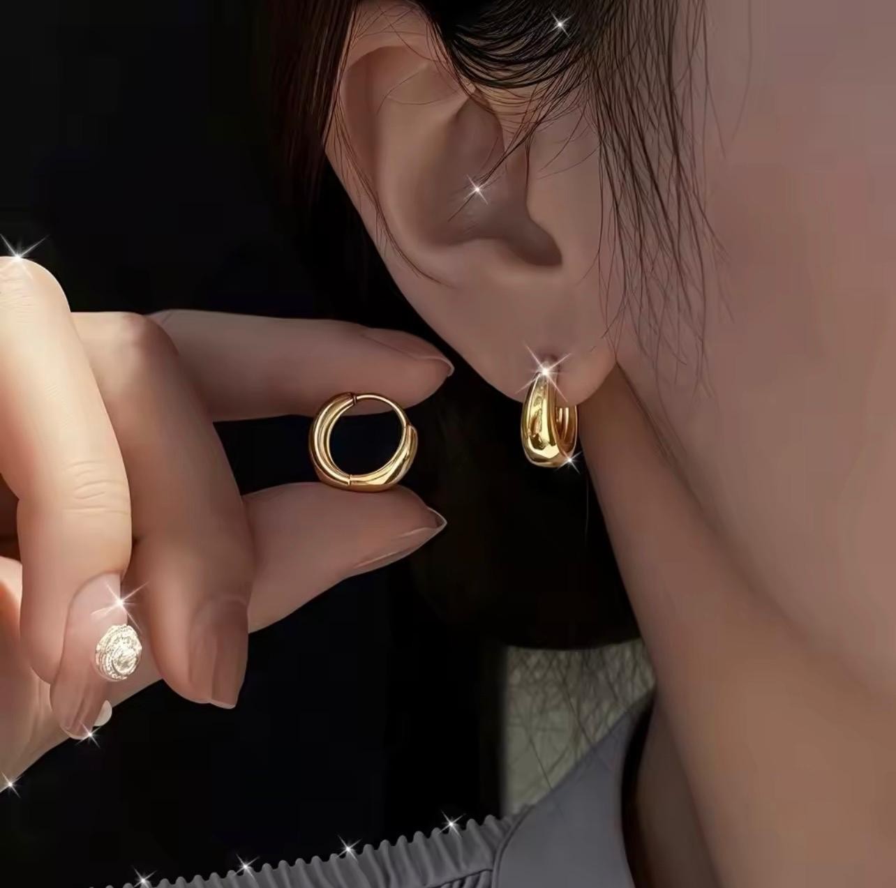 Hoop Small Earring Women Golden Fashion Stylish Dainty Everyday Waer Minimalest