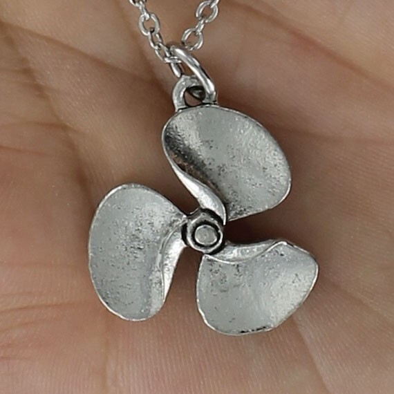 BOAT PROPELLER Necklace on Chain Charm Only Pewter Boating Motor Prop Water Ski