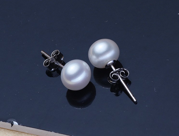 S925 Sterling Silver Genuine Cultured Freshwater 3-12mm Pearl Stud Earrings Gift
