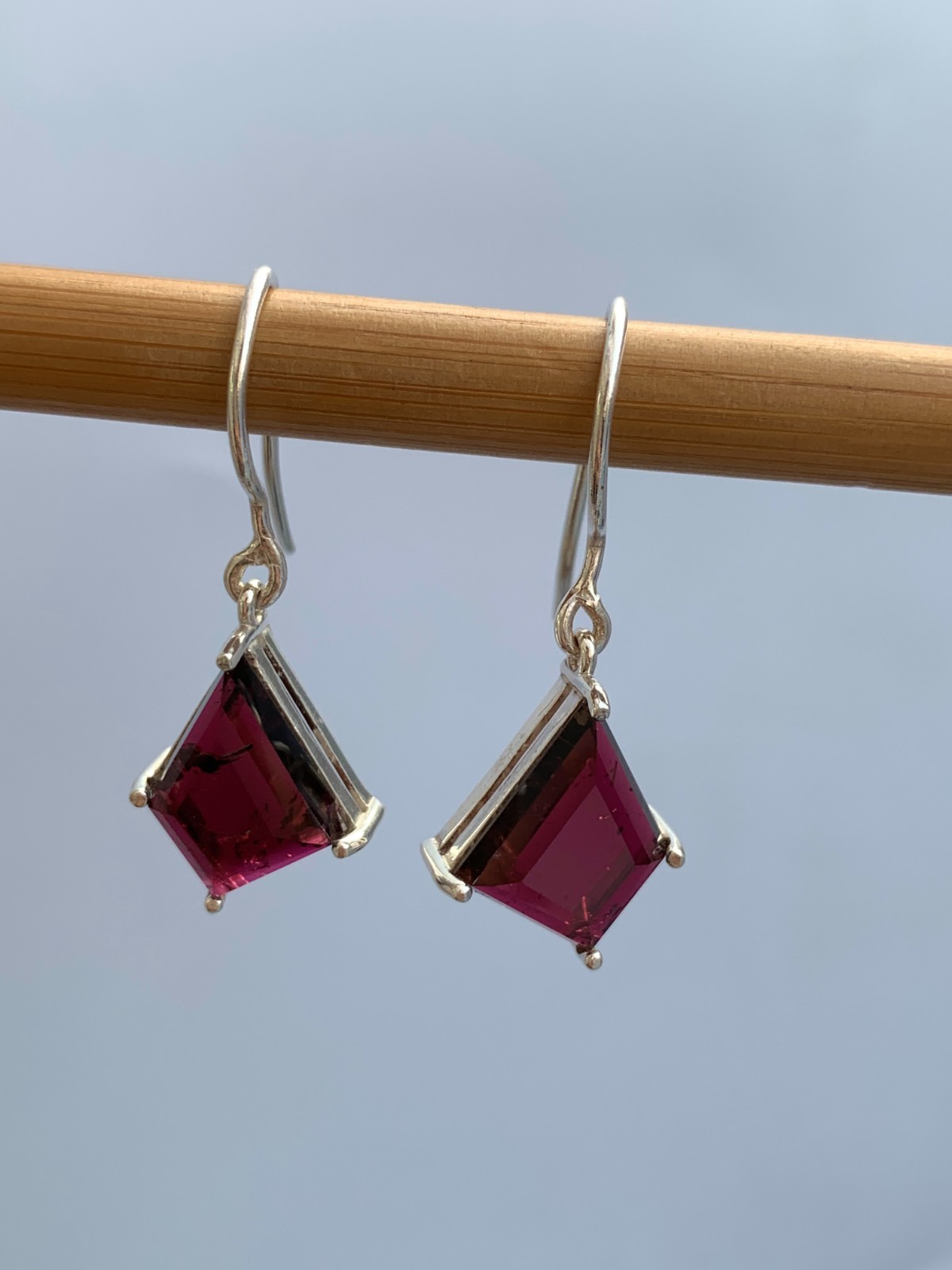 Pinkish Red Tourmaline Earrings: 925 Sterling Silver, Handmade Gemstone Jewelry