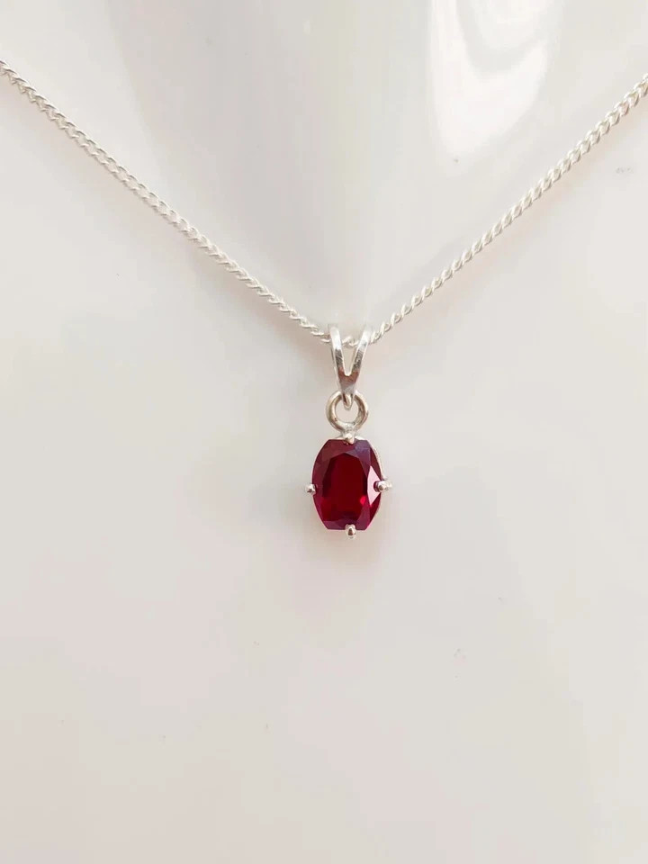 24 Ct Natural Red Ruby Pendant Sterling Silver Fancy Cut Gemstone Jewelry