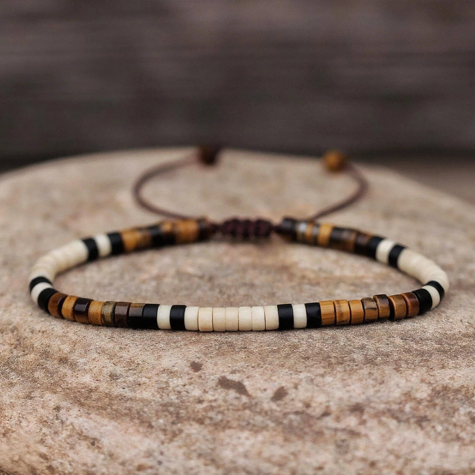 4mm White Jade & Tiger Eye Beads Gemstone Healing Dainty Women Men Bracelet Gift