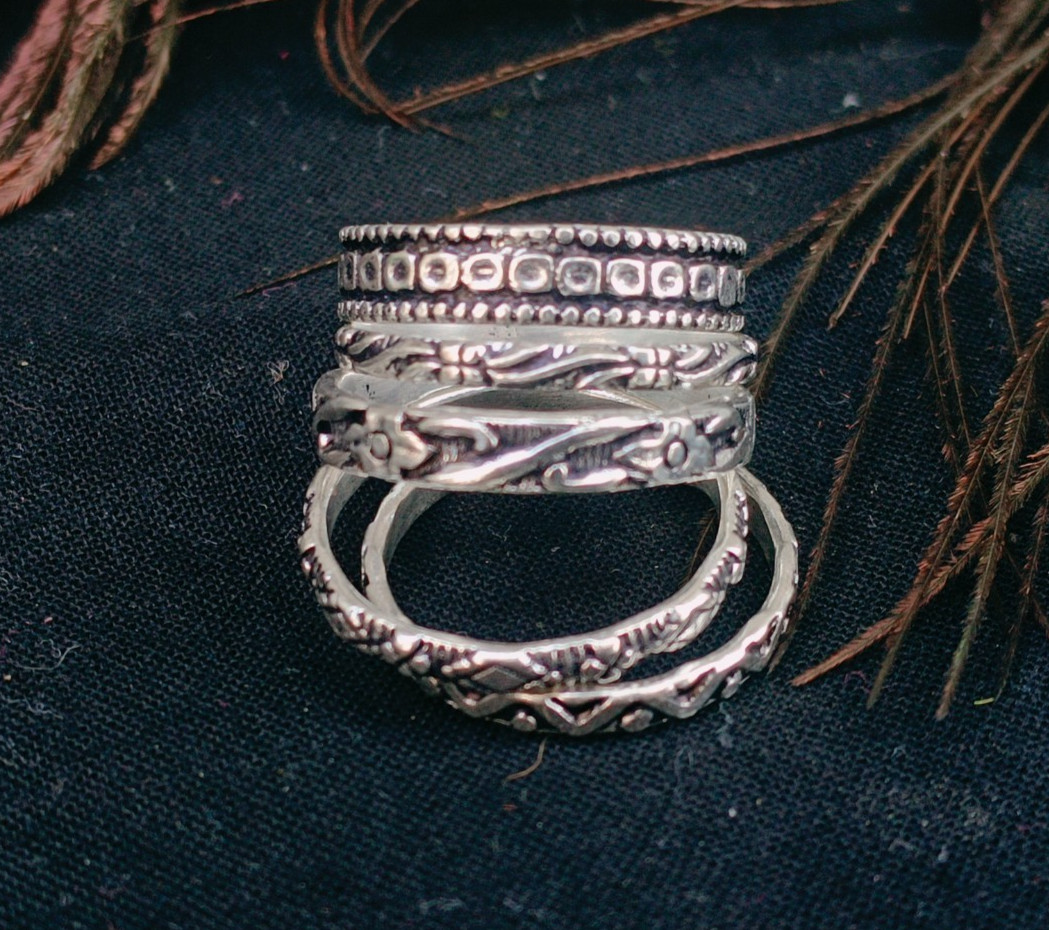 Stacking rings Silver band rings Stackable 925 Sterling Silver 5 Rings Set B372