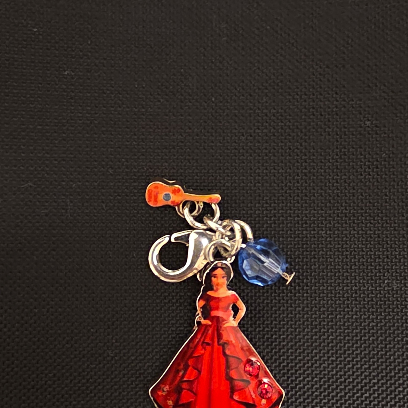 Disney Red Dress Encanto Enamel Dangle Charm Lobster Clasp Blue Rondelle Crystal