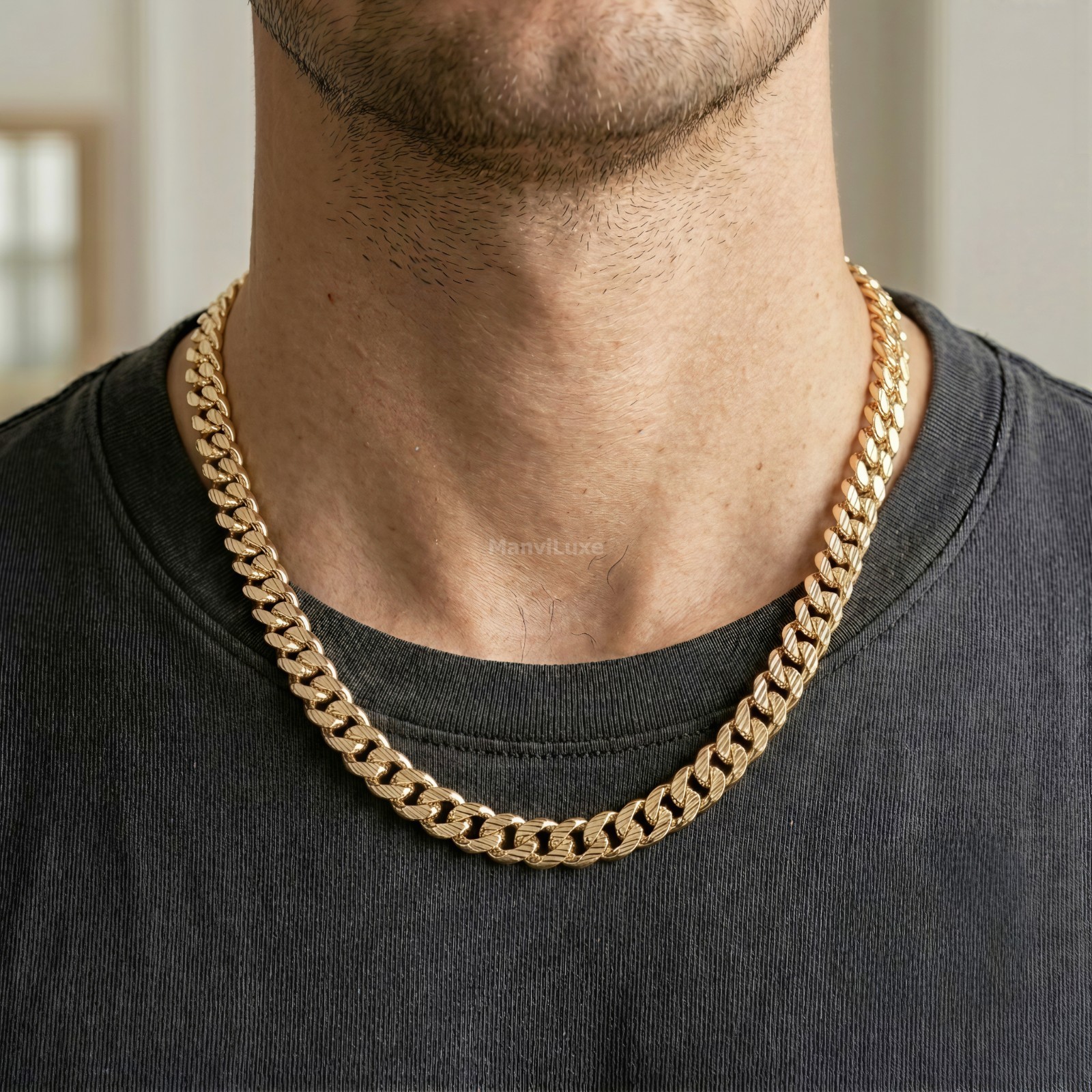 20″Premium Gold Filled Heavy Cuban Curb Chain | Textured Diamond Cut Necklace
