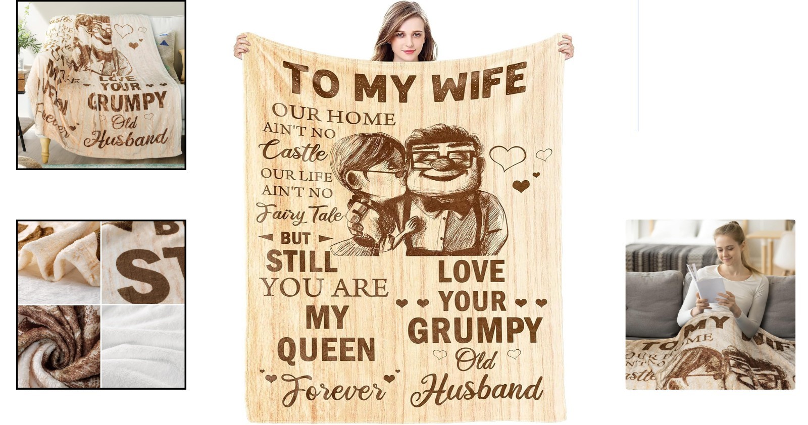 Encouraging Thoughts Blanket for Wives – Comforting Gifts for Healing 60x50in