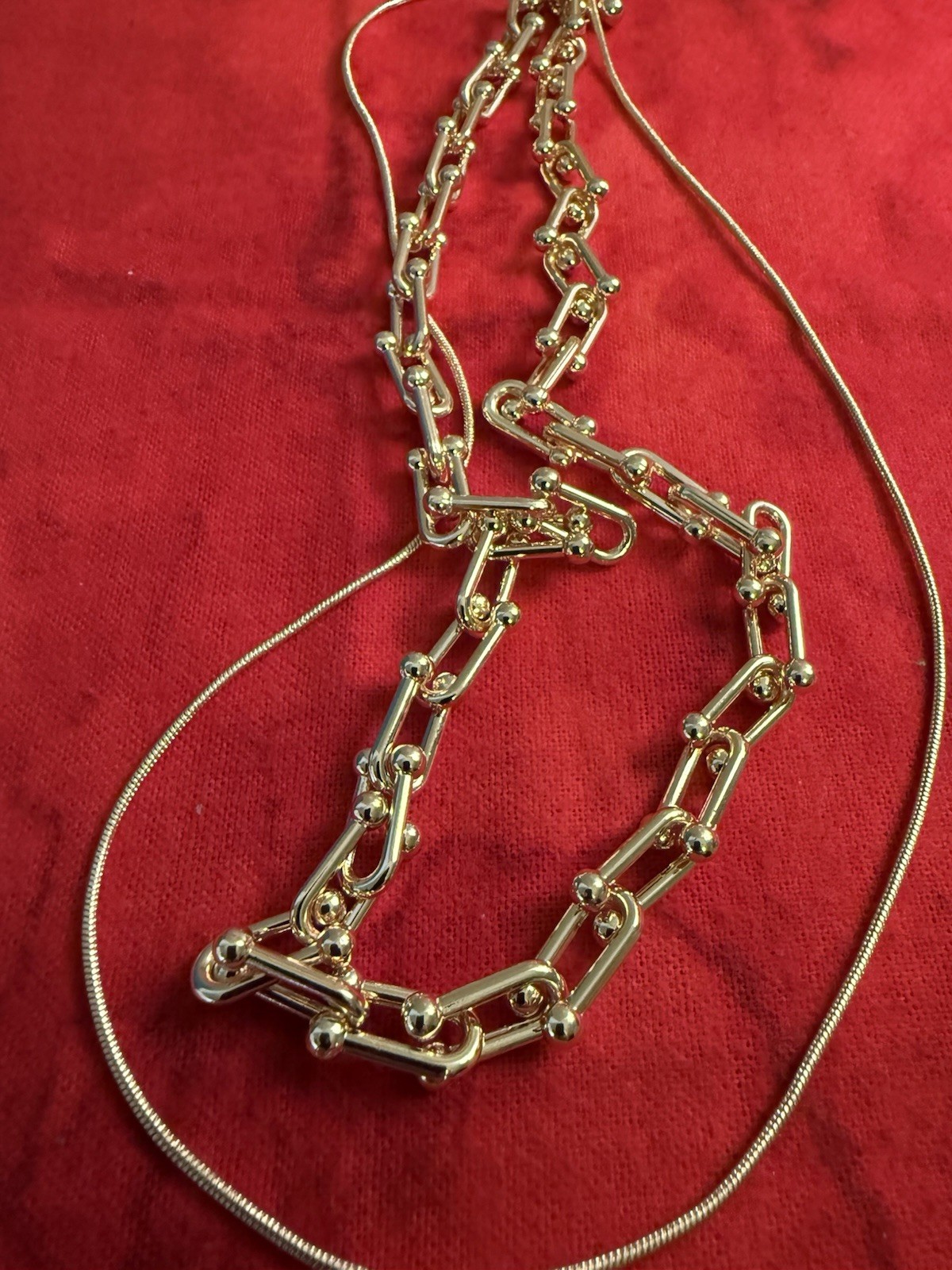 Geometric Link Chain Necklace, Alloy, Goldtone, 20 In.
