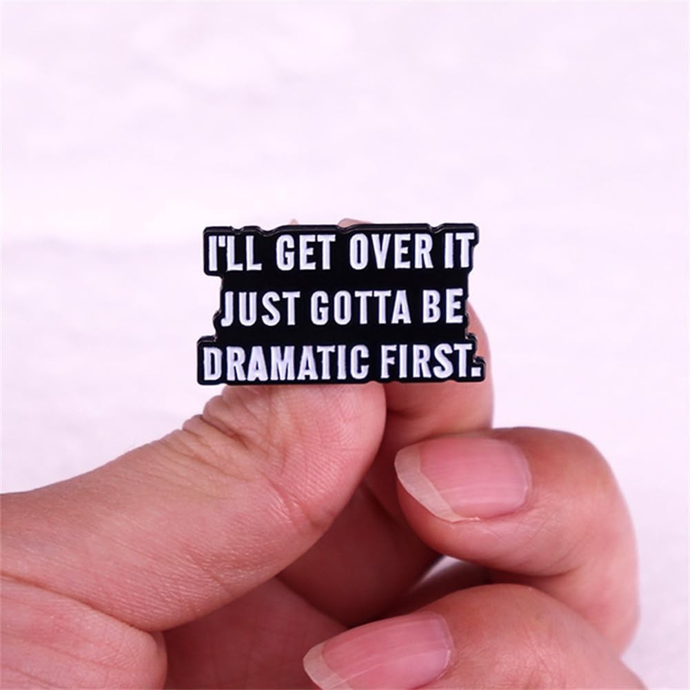 Dramatic Quote Enamel Brooch – Stylish Zinc Alloy Pin for Personal Expression