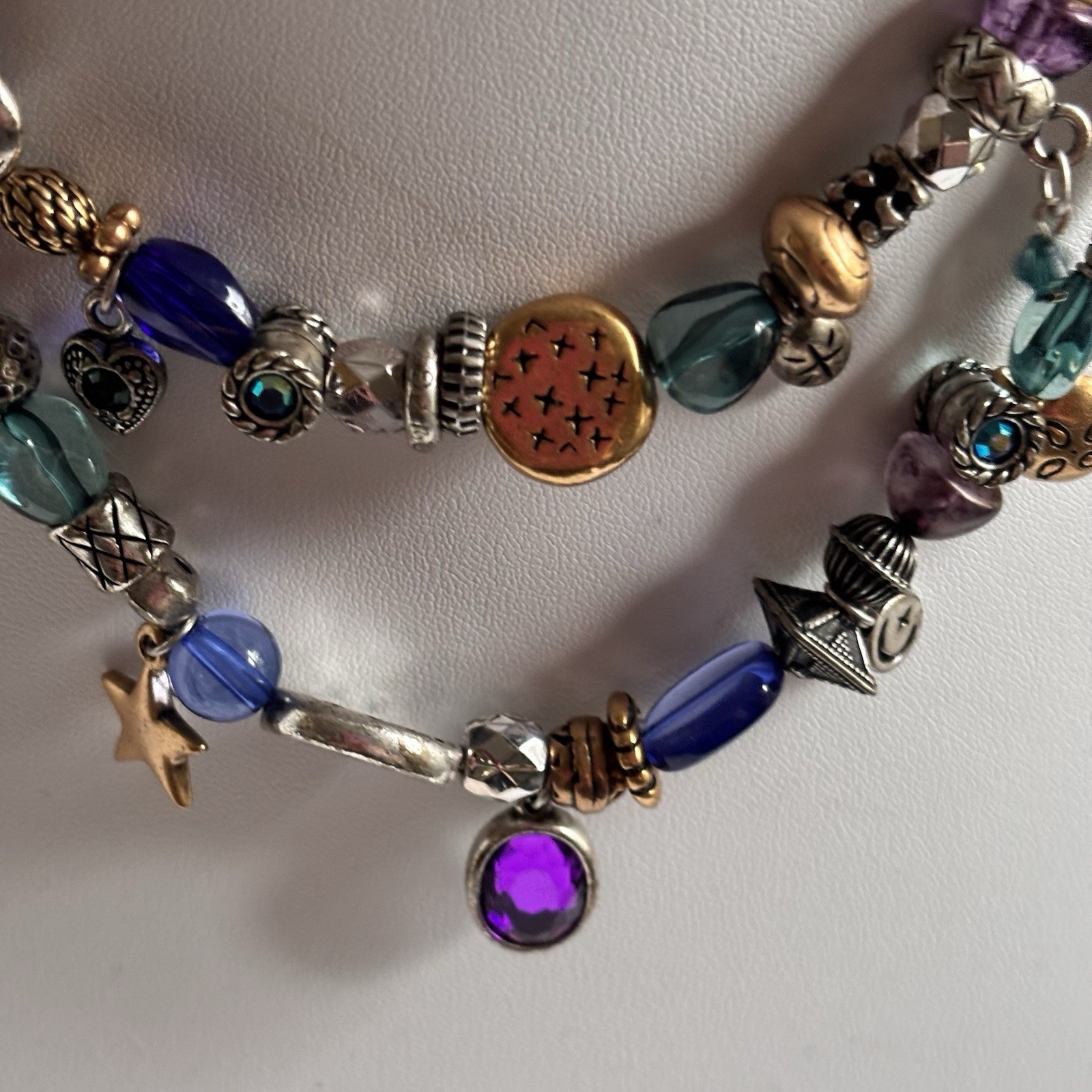Vintage Unsigned Chico’s Charm Necklace Boho Colorful Dangle Beaded L676