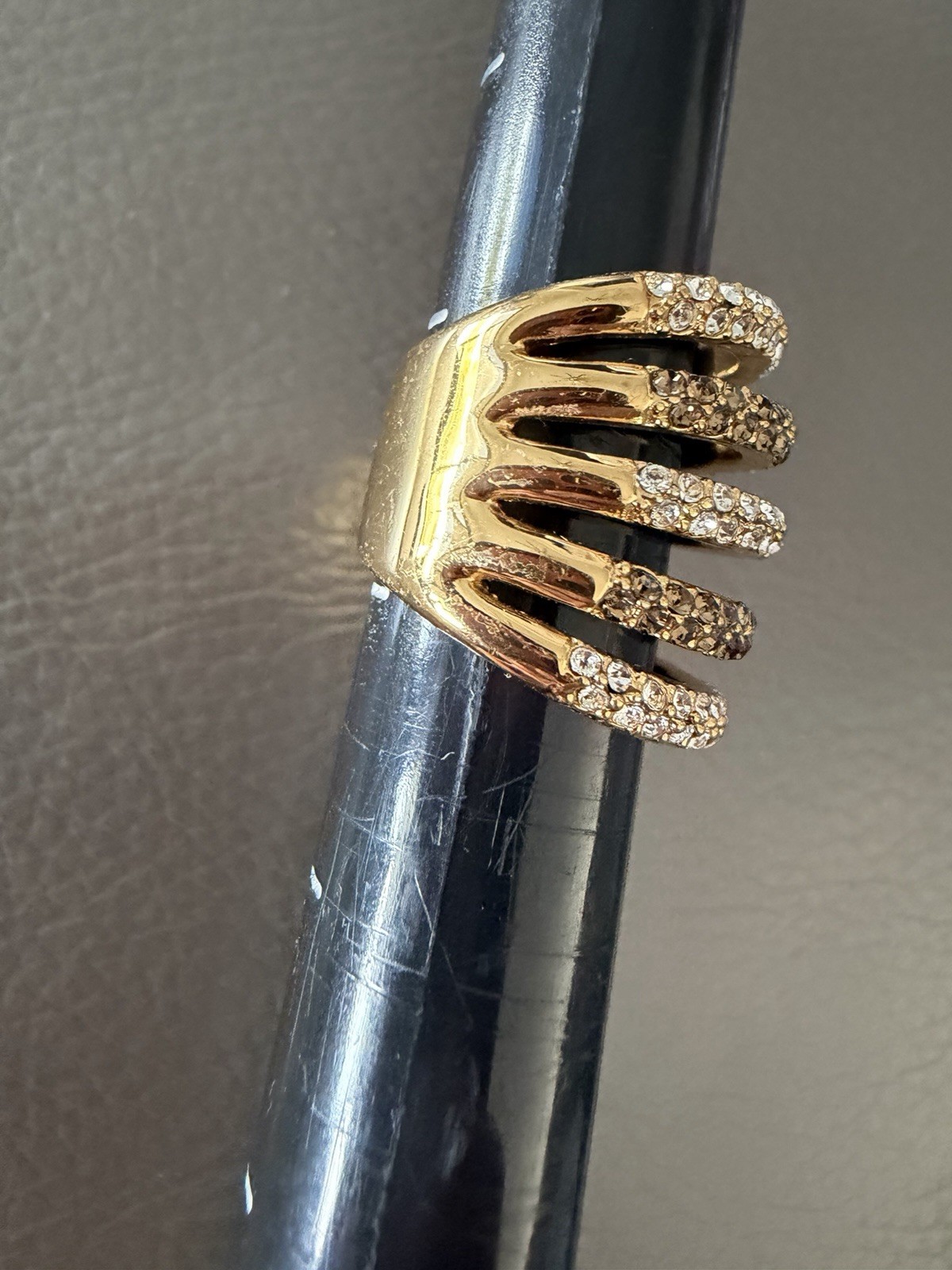 Vince Camuto Gold Tone Yellow Modernist Statement Ring Size 6.5