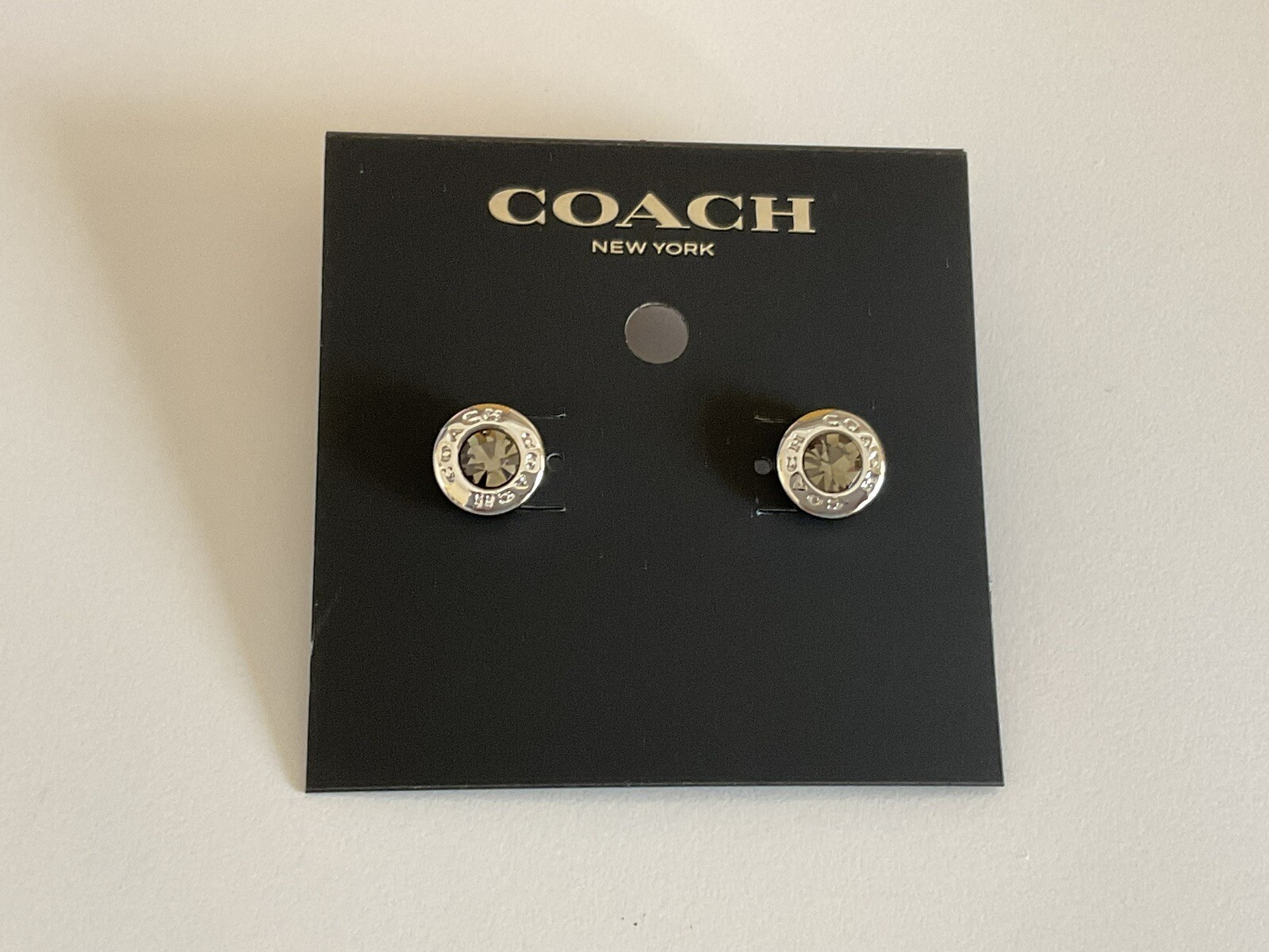 NWT Coach Open Circle Stone Strand Silver Earrings $68