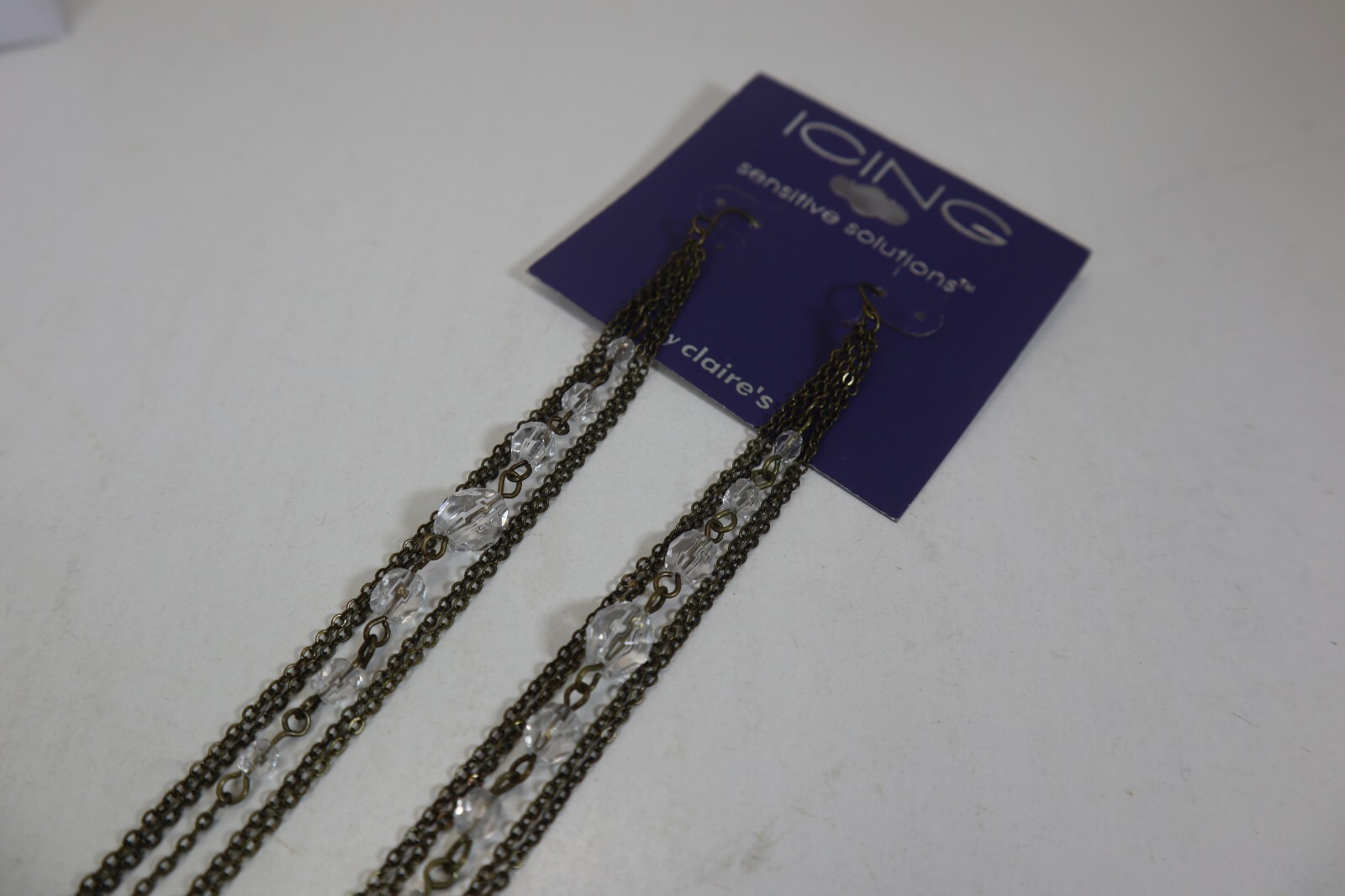 P4 extra long multi chain dangle bead icing EARRINGS for sensitive ears