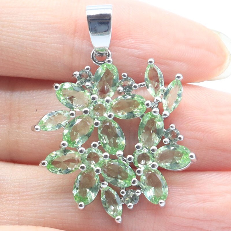 Buy 3 Get 1 Free SheCrown Green Tsavorite Garnet Females Gift Silver Pendant
