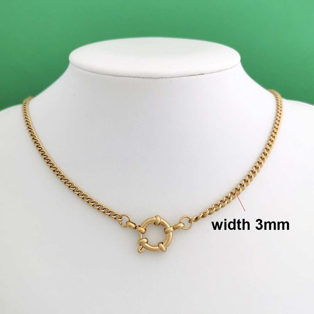 316L Stainless Steel Paperclip Chain Sailor Clasp Choker Necklace PVD Gold Women