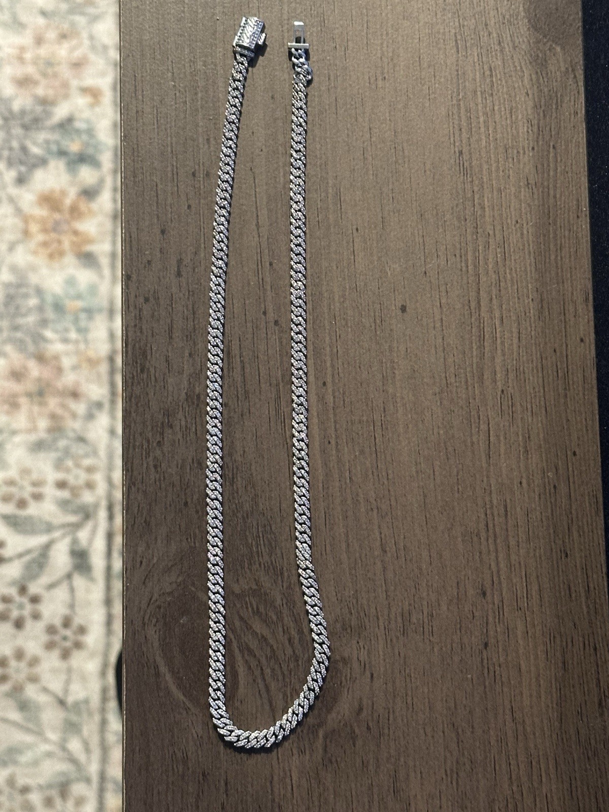 GLD Micro Diamond Prong Cuban Necklace Gold-14k White Gold Plated- 18” White