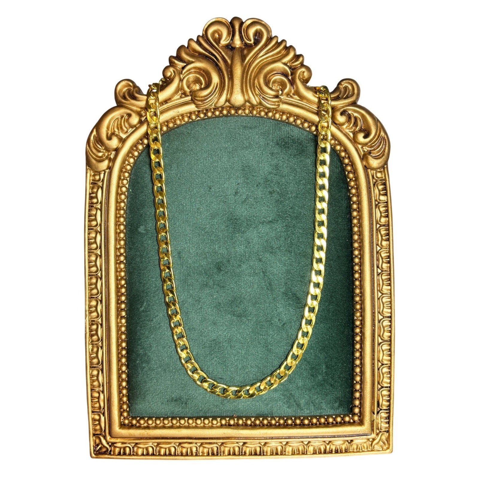 Gold Tone Curb Chain Necklace 20 In Polished Flat Link Unisex Streetwear Jewelry