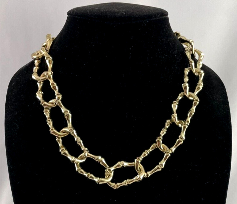 TALBOT’S Gold Tone Stylized Bamboo Oval Link Choker Necklace New