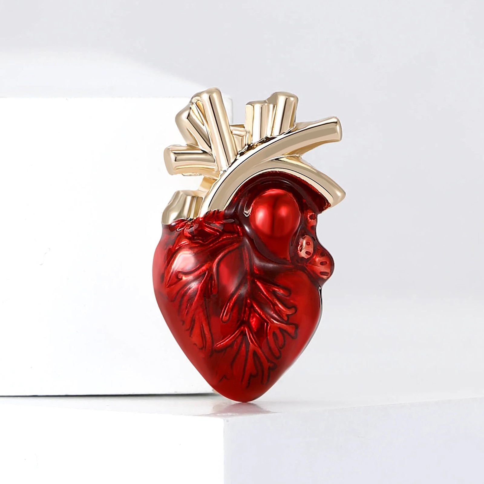 Heart Brooches for Women Men Human Body Organ Pins Red Jewelry Accessories Gifts