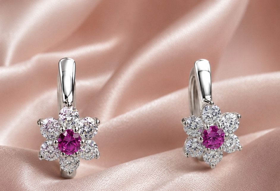 1.50Ct Round Cut Simulated Amethyst Wedding Hoop Earrings 14K White Gold Plated