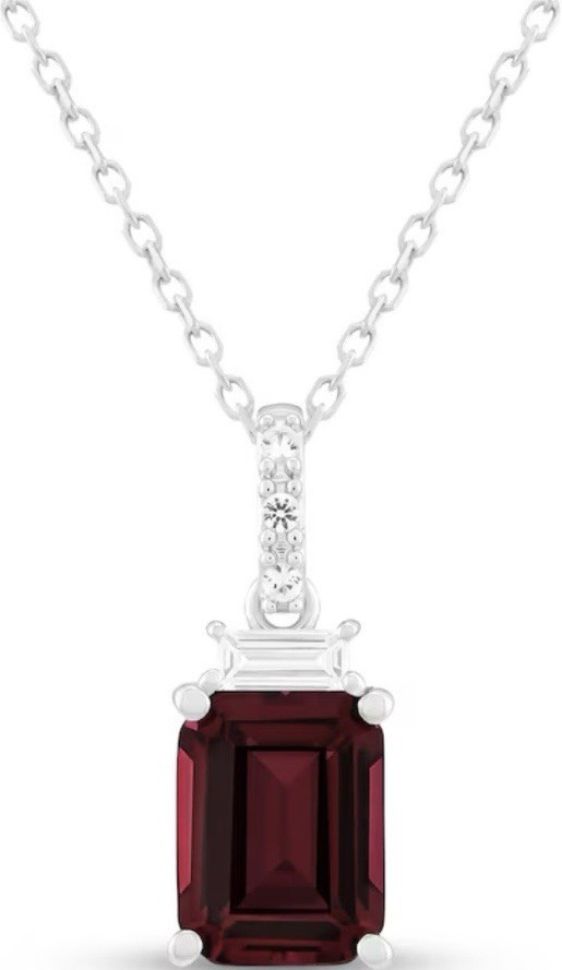 Kay Jewelers Lab-Created Emerald-Cut Ruby & Sapphire Pendant Necklace 18″