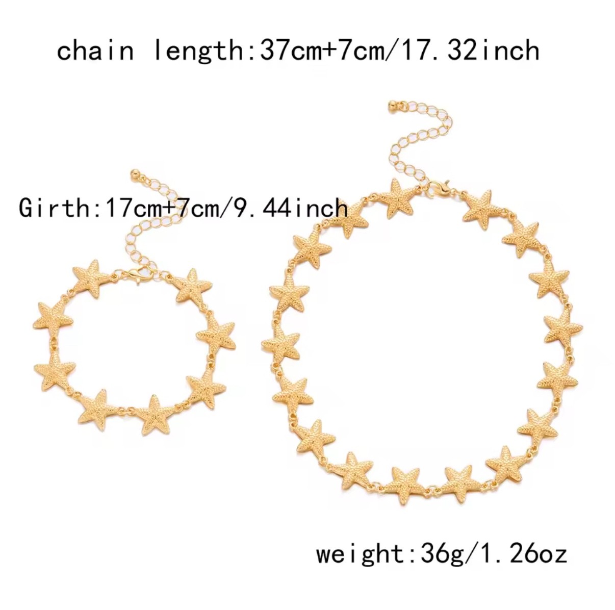 Handmade Imitation Pearl Starfish Necklace Bracelet Set Women Beach Jewelry Summ