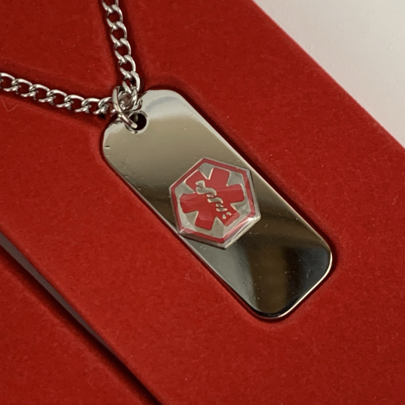 Medical Alert ID Necklaces – Silver Toned – Blank – Set of 2