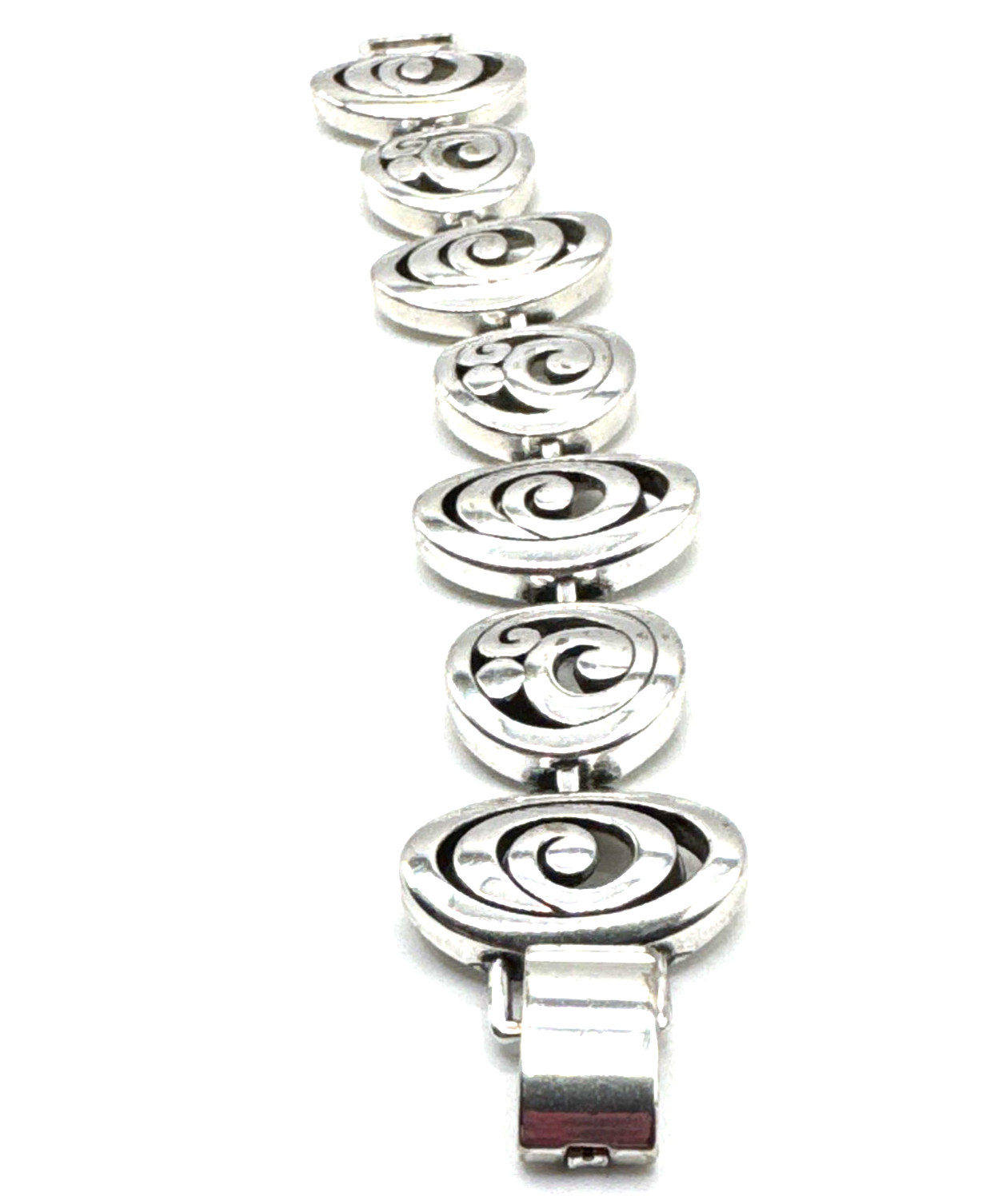 Brighton Contempo Chunky Spirals Linked Silver Bracelet 7.5 Inches