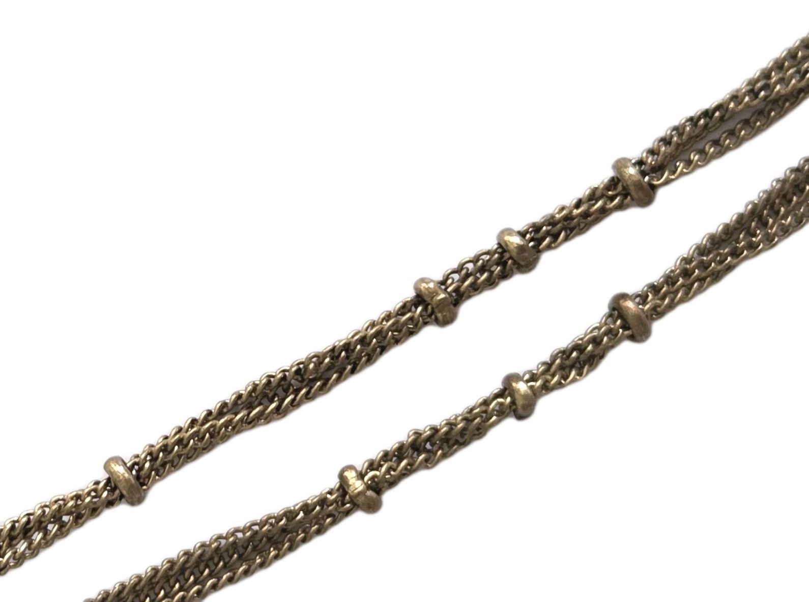 Stations Necklace- Antique Gold Tone- 31 + 3.5 In Length- Lobster Clasp