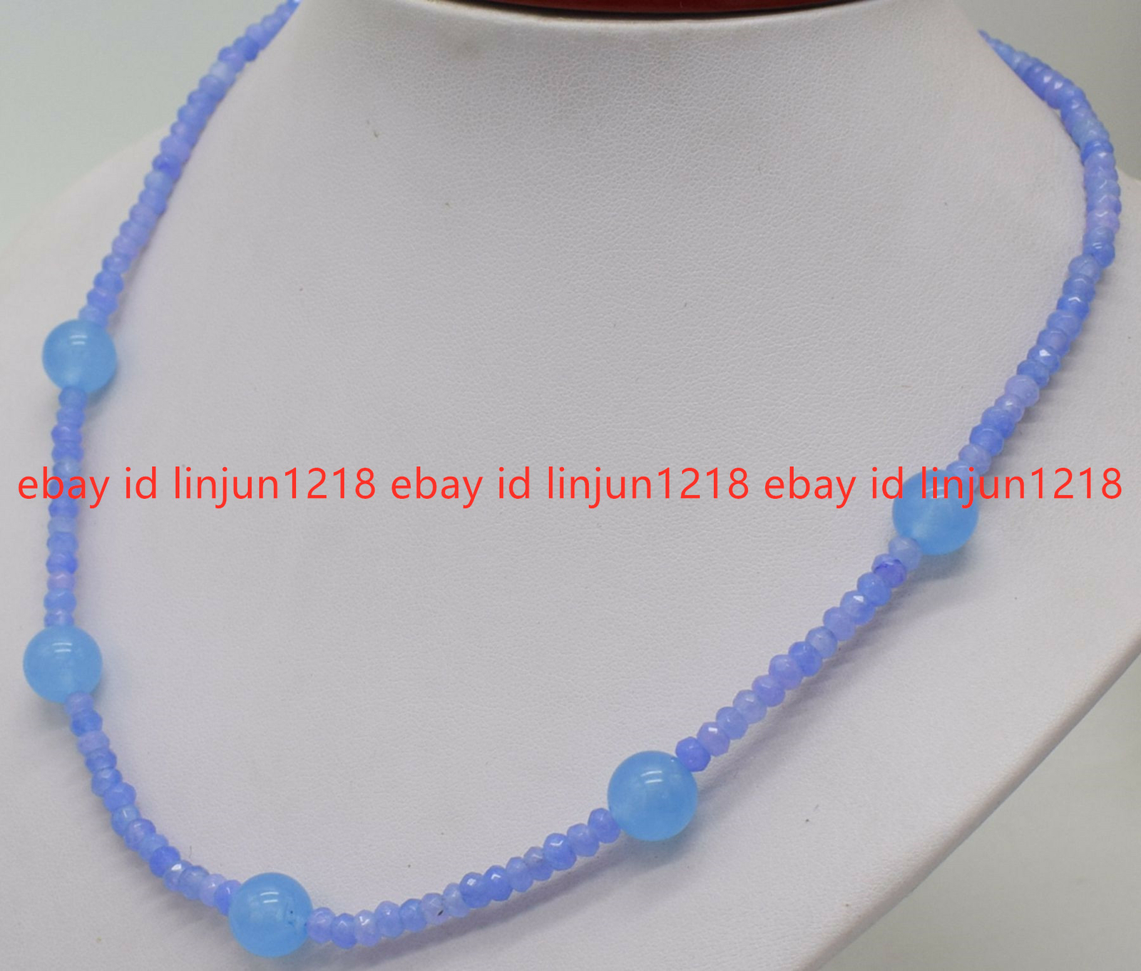 Elegant 2x4mm Blue Aqamarine Rondelle 10mm Round Gemstone Beads Neckalce 16-28″