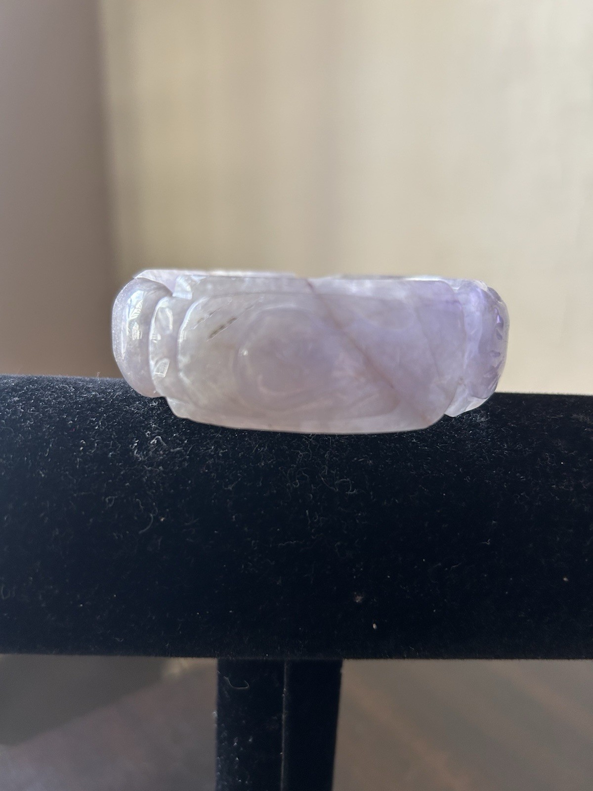 58-59MM Lavender Purple Burma Jadeite Jade Dragon Phoenix Carved Bracelet