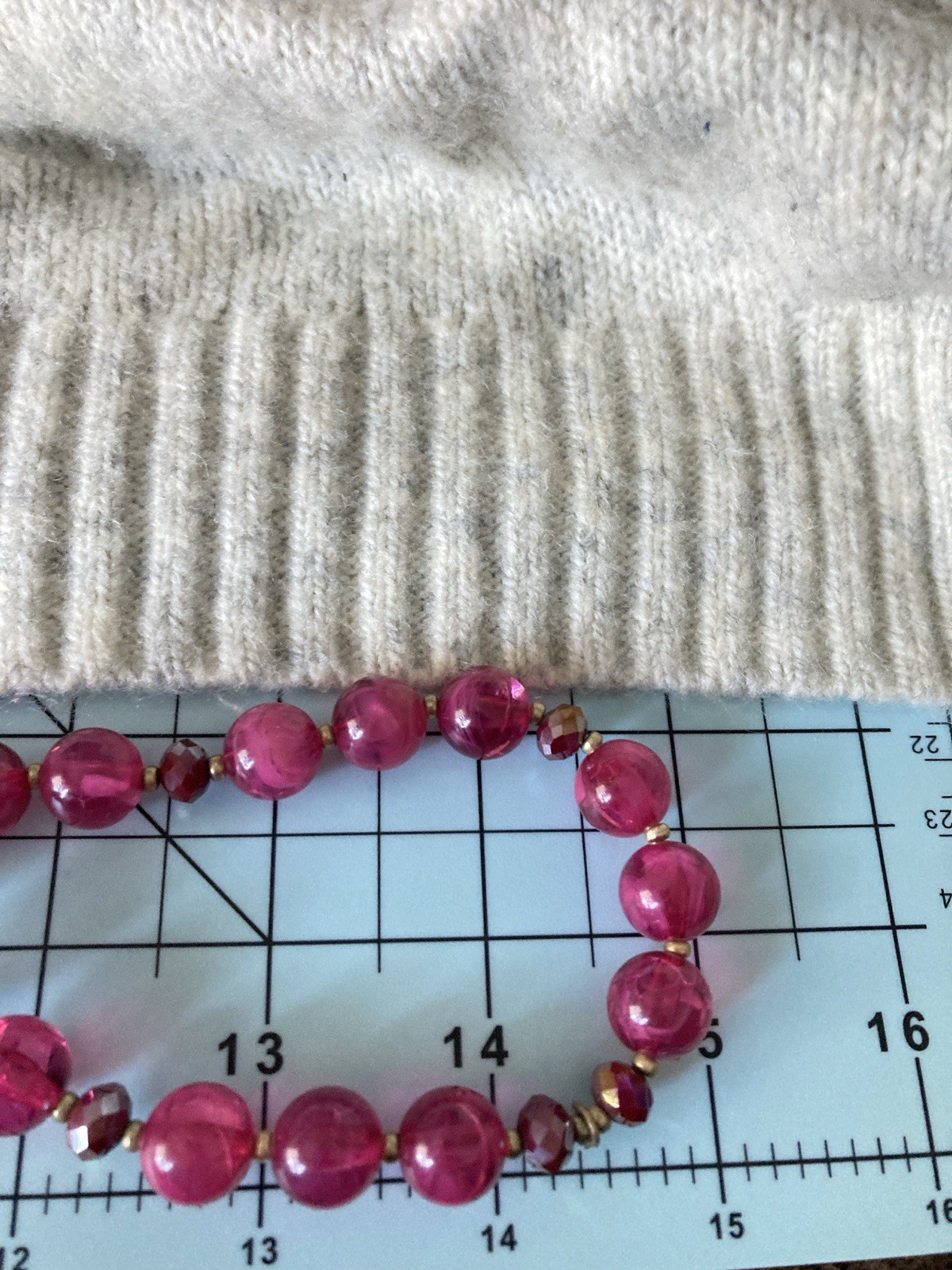 Vintage Raspberry Pink Beaded Necklace Glam Romantic Long Glossy Party Evening