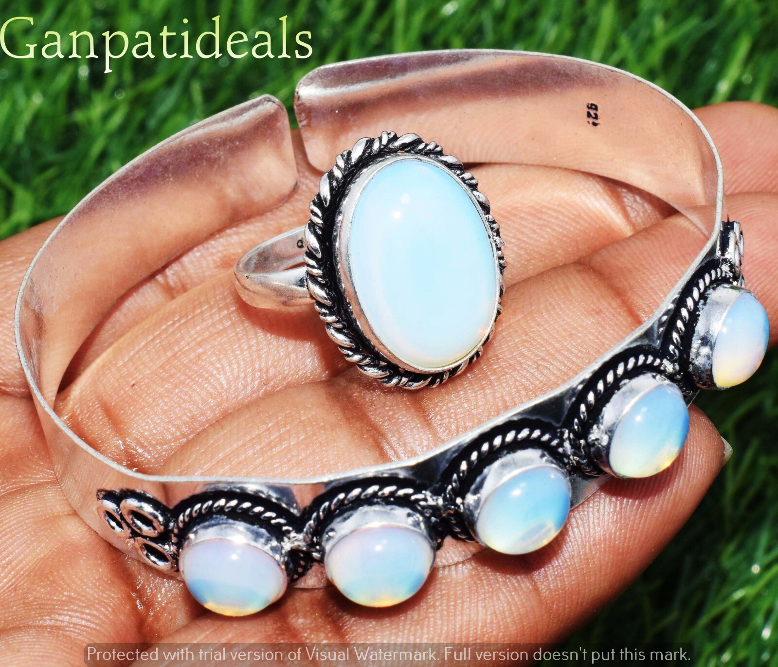 Opalite Mix Shape 2pcs Combo Set 925 Silver Plated Wholesale Lot Jewelry