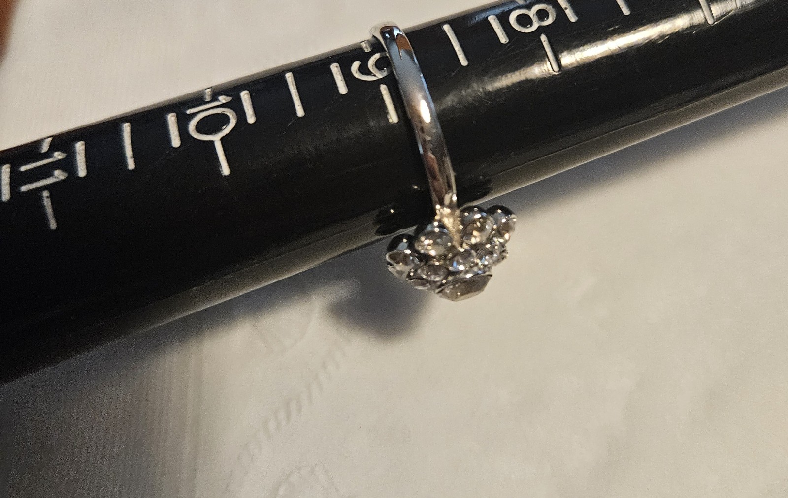 Signed Lia Sophia Silvertone Size 9 Domed Rhinestones Ring