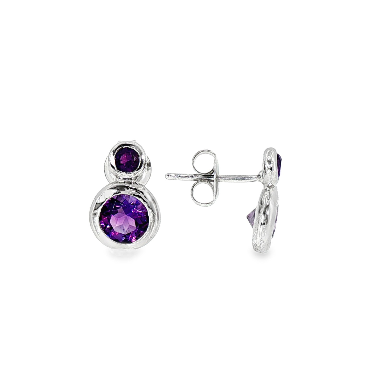 925 Sterling silver Earing Round 6mm Amethyst Brazil Natural Gemstone Jewelry.