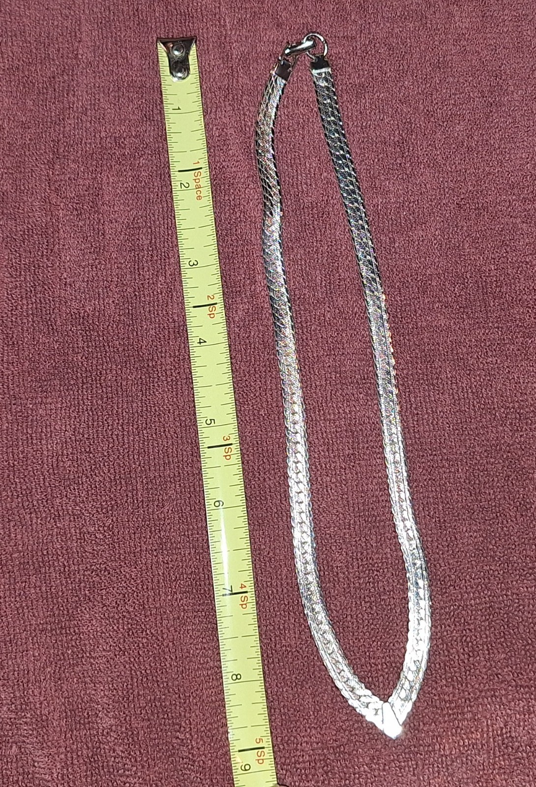 Napier Vintage Necklace V Chain Herringbone approx 16” Silver tone