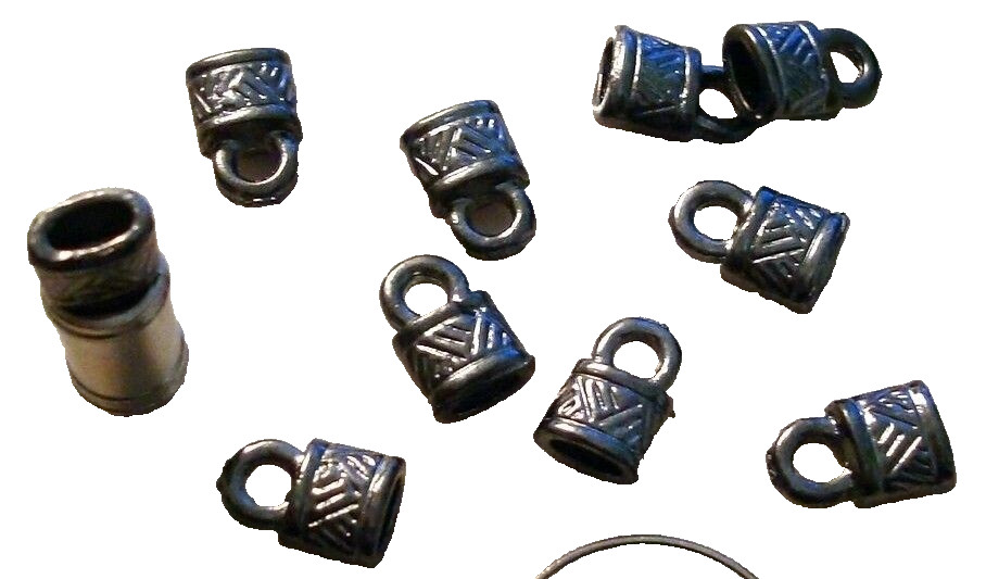 Jewelry necklace ends 4×2 glue on black cones clasp thong ends FPS111