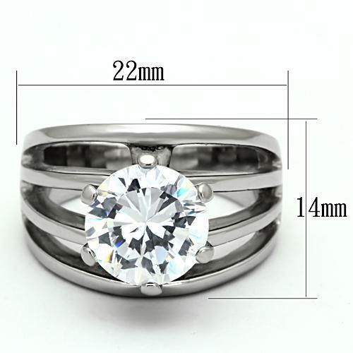 TK1084 – High polished (no plating) Stainless Steel Ring with AAA Grade CZ in