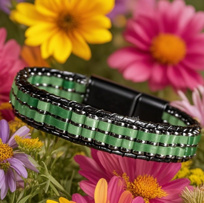 Green Aventurine Stainless Steel Bracelet Unisex Jewelry Healing Energy Gift