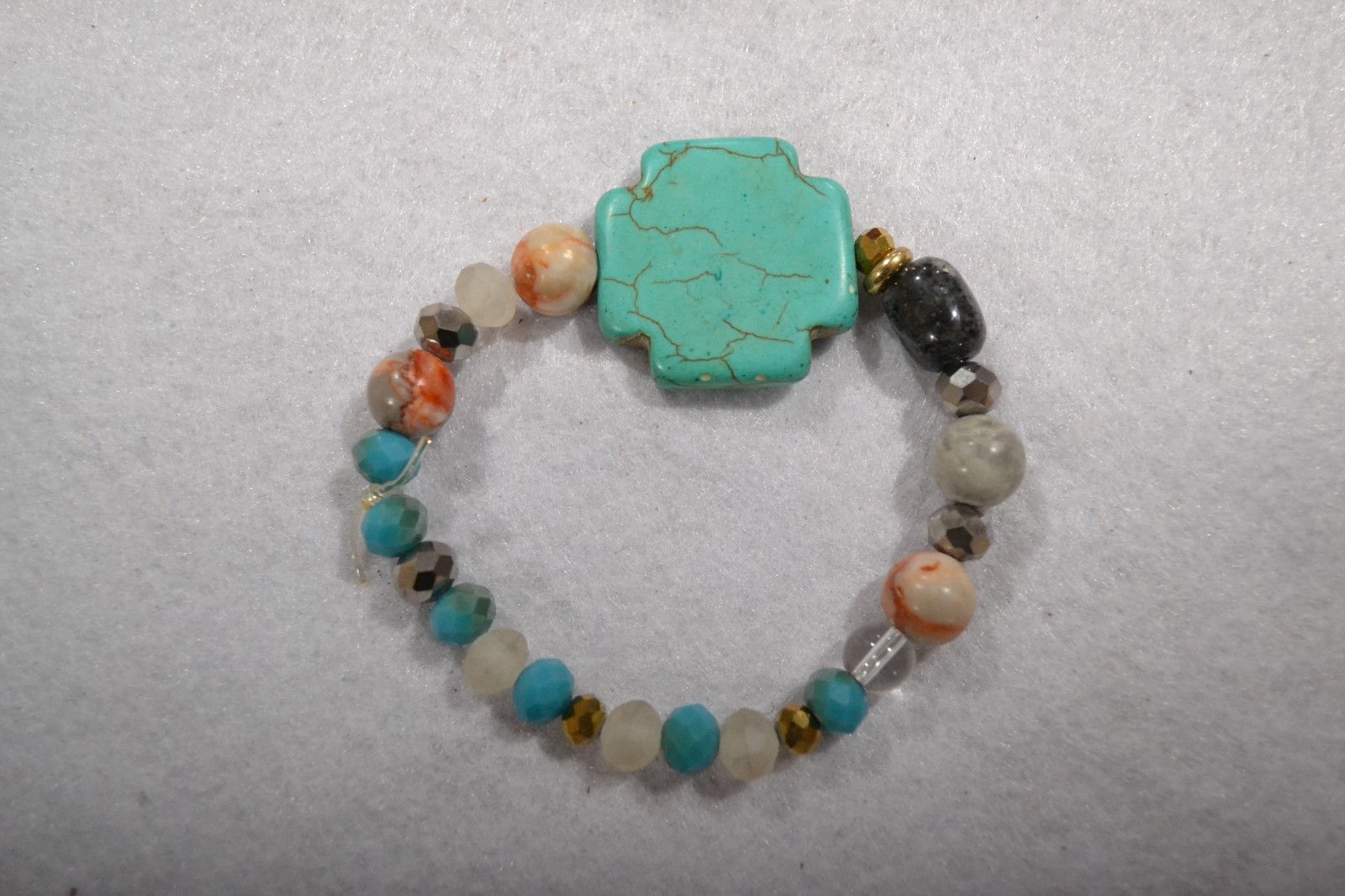 Turquoise Beaded Fashion Bracelet Slight Stretch Approx. 7 MM