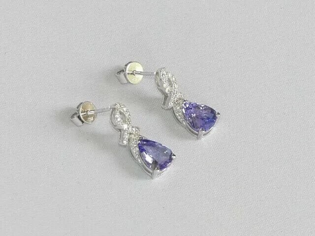 2.20Ct Pear Cut Simulated Tanzanite Drop/Dangle Earrings 14k White Gold Plated