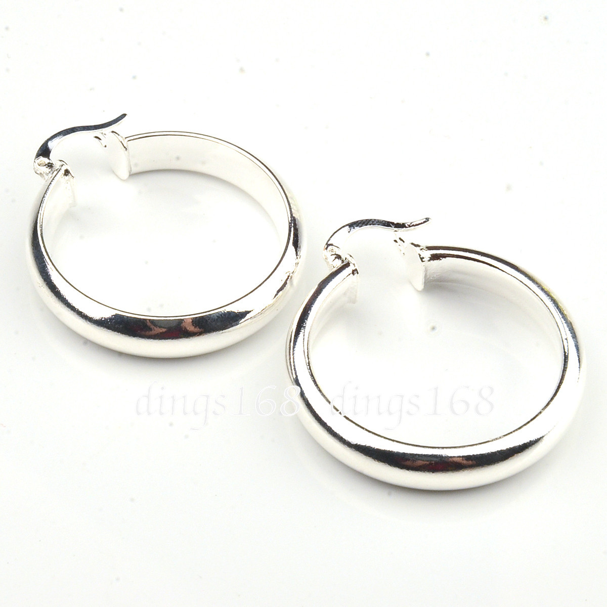 925 Sterling Silver 30mm Medium-Size 5mm Wide Smooth Shiny Flat Hoop Earring ZG2