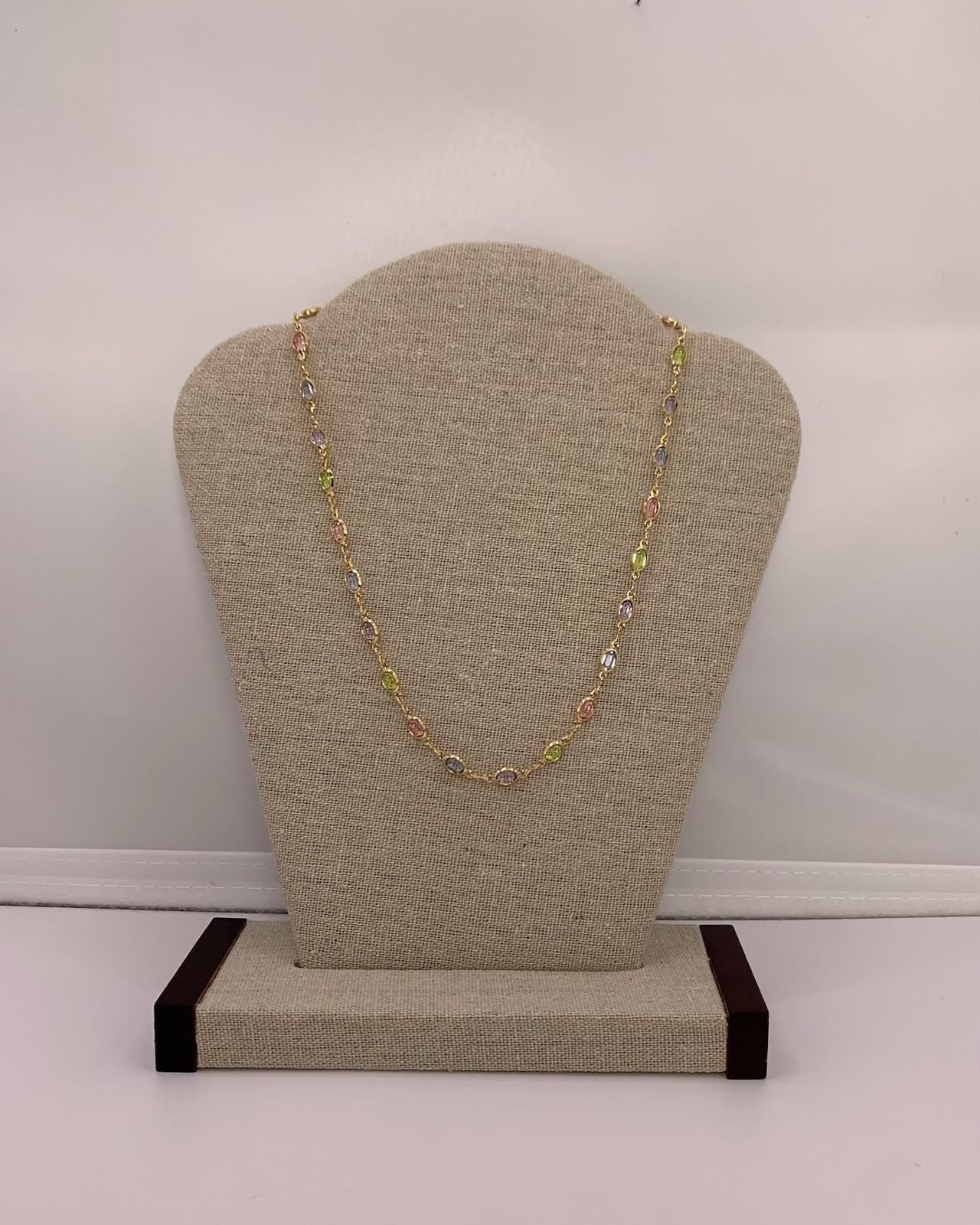 15.2” Long,18K Gold Filled 4.97 Gram, 4.6mm Wide Stone Necklace (#SN2)