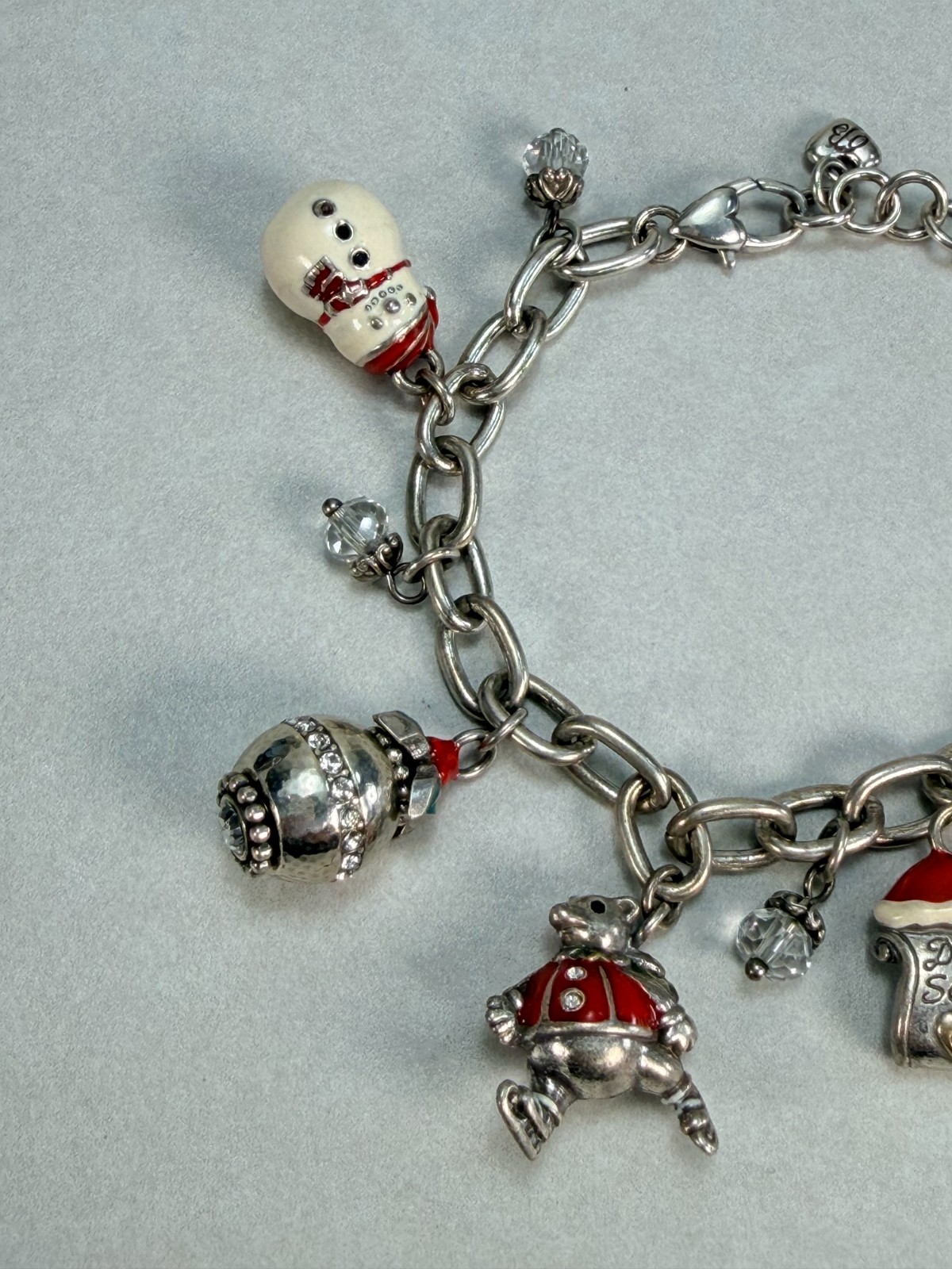 Brighton Christmas Charm Bracelet Silver Plated Santa Snowman Holiday