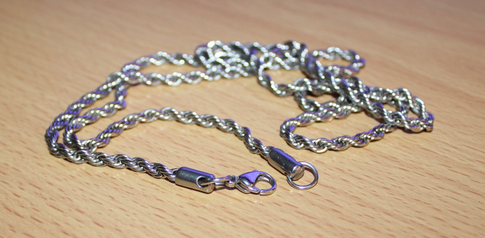 3.5 mm Solid Stainless Steel Rope Chain Necklace 28.5″ 25 Grams Total Weight New