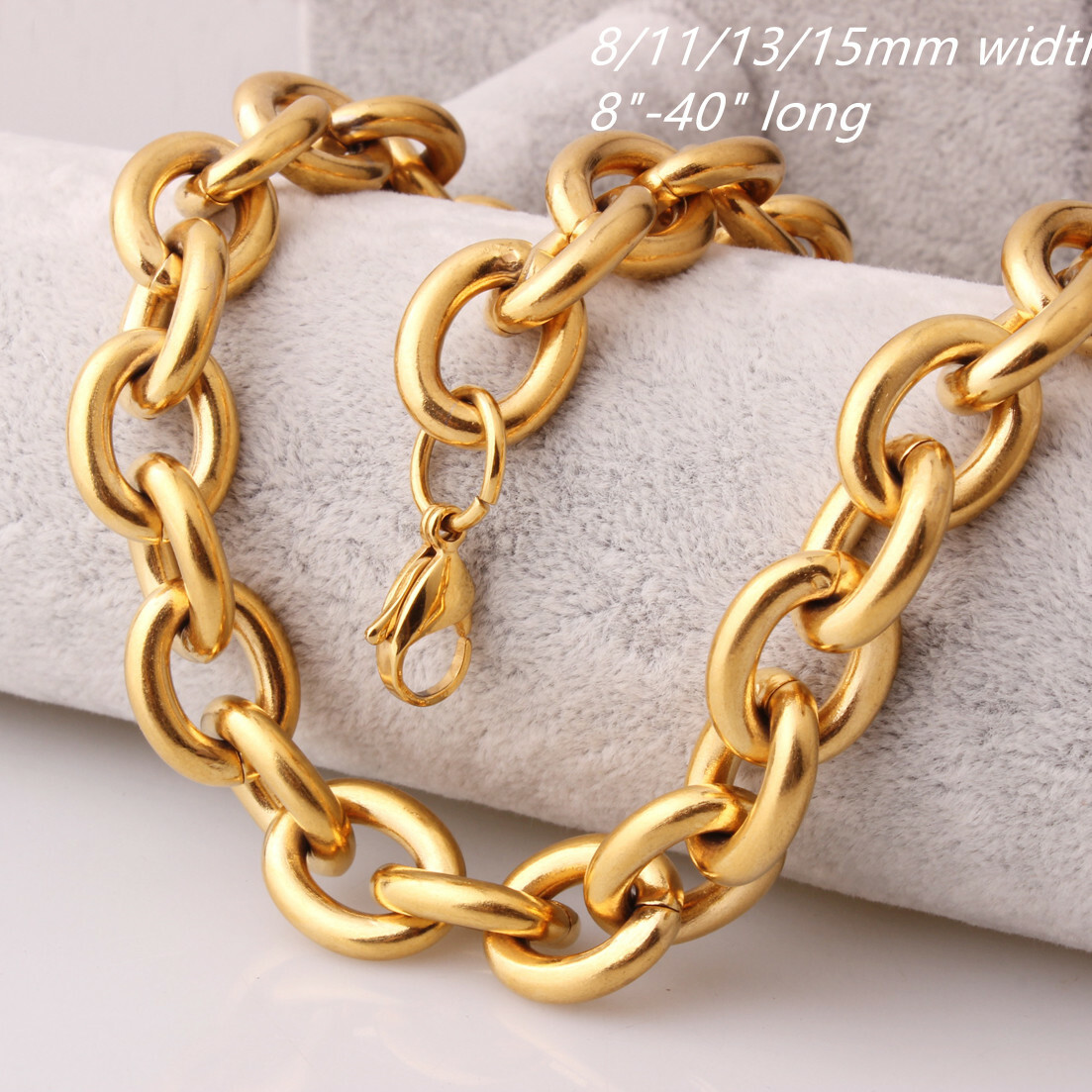 Women Men Silver Color/Gold Plated Stainless Steel Rolo Oval Chain Necklace