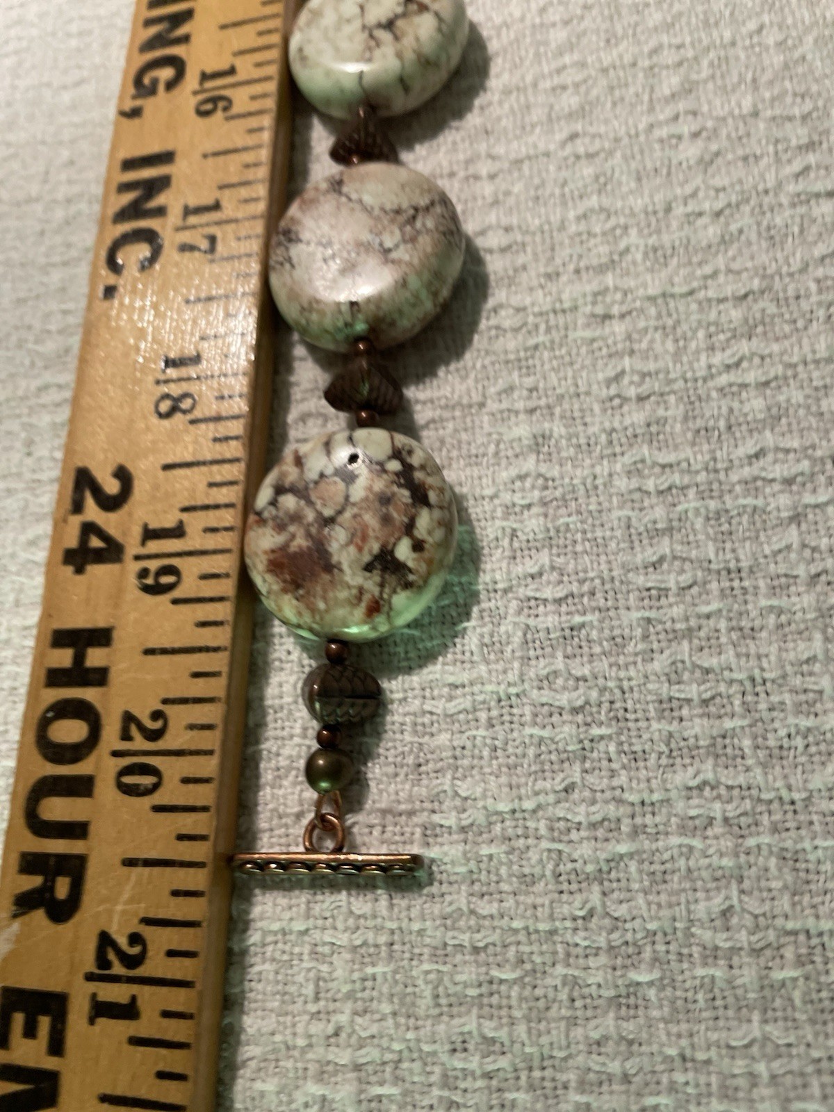 Beaded real stone necklace with metal beads artisan READ