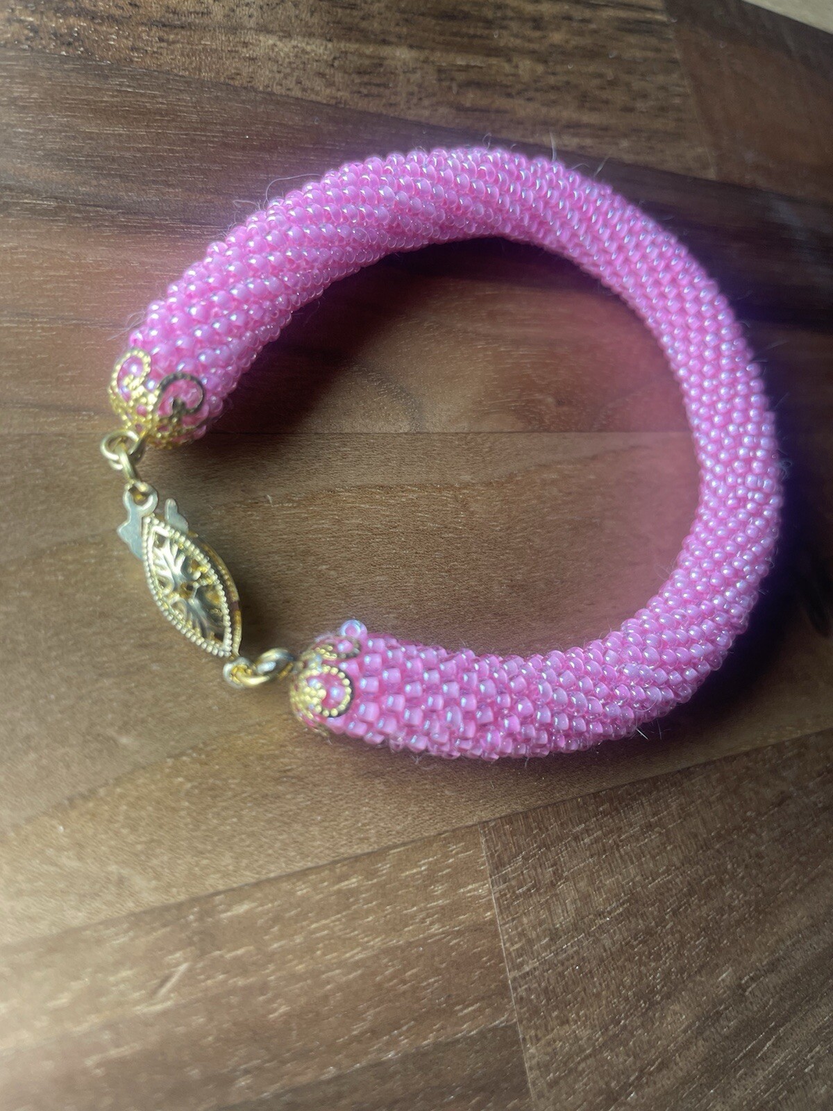 Handmade Snake 2025 year Pink Bracelet bead crochet rope Bracelet 18.5cm