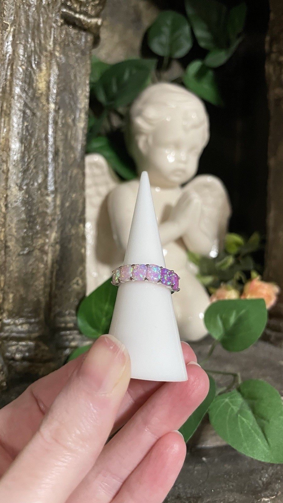 Bomb Party Ring Size 5 Pastel Pink And Purple Opals Silver Ring